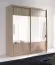 Schiebetürenschrank / Kleiderschrank mit Spiegeltüren Mystras, Farbe: Eiche Sonoma, eine Kleiderstange, fünf Fächer, Maße: 200 x 180 x 62 cm