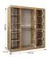 Kleiderschrank Lagginhorn 13, Farbe: Eiche Artisan, 1,8 Meter breit, ein Spiegel, 10 Fächer, Schiebetürenschrank, zwei Kleiderstangen, Aluminiumschienen