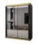Schiebetürenschrank im modernen Design Bernina 45, mit Spiegeltüren, Schwarz Matt, Griffe: Gold, Maße: 200 x 150 x 62 cm, Führungen aus Aluminium