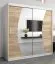 Schiebetürenschrank / Kleiderschrank Combin 05 mit Spiegel, Farbe: Weiß matt / Eiche Sonoma - Abmessungen: 200 x 200 x 62 cm (H x B x T)