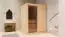Sauna "Niilo" SET mit graphitfarbener Tür - Farbe: Natur, Ofen 9 kW - 151 x 151 x 198 cm (B x T x H)