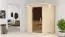 Sauna "Loran" mit graphitfarbener Tür und Kranz - Farbe: Natur - 165 x 165 x 202 cm (B x T x H)