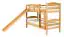 Hochbett mit Rutsche 80 x 190 cm, Buche Massivholz Natur lackiert, teilbar in zwei Einzelbetten, "Easy Premium Line" K29/n