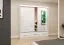 Schiebetürenschrank / Kleiderschrank | mit Spiegel | Hochglanz Weiß | Lusatian 14 | 218 x 203 x 61 cm | 2 Türen | 3 Schubladen | 12 Fächer | eckig