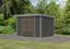 Pultdach Gartenhaus, Fichte terragrau/graualuminium, metallverstärkte-Ecken, wartungsarm, Zylinderschloss, langlebig, Trapezblechdach, 2,98x2,13m