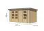Pultdach Gartenhaus, Fichte naturbelassen/graualuminium, Trapezblechdach wetterfest, stabile Ecken, Zylinderschloss, große Fenster, 4,00 × 2,13 m