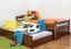 Einzelbett / Gästebett "Easy Premium Line" K1/2h inkl. 2. Liegeplatz und 2 Abdeckblenden, 90 x 200 cm Buche Vollholz massiv dunkelbraun lackiert