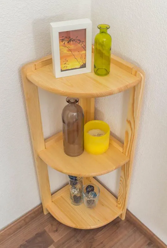 Regal, Küchenregal, Wohnzimmerregal, Bücherregal - 30 cm breit, Kiefer Holz-Massiv, Farbe: Natur Abbildung