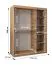 Schiebetürenschrank / Kleiderschrank Jan 03B mit Spiegel, Farbe: Schwarz / Eiche Sonoma - Abmessungen: 200 x 150 x 62 cm ( H x B x T)