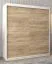 Schiebetürenschrank / Kleiderschrank Bisaurin 4A, Farbe: Weiß matt / Eiche Sonoma - Abmessungen: 200 x 180 x 62 cm ( H x B x T)
