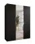 Drehtürenschrank / Kleiderschrank | 1 Spiegeltür | Farbe: Schwarz | 2 Fächer | Griffe: Kaschmir | 2 Kleiderstangen | Soft-Close | Maße: 150 x 52 x 202 cm