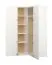 Eckkleiderschrank mit zwei Kleiderstangen Aenna 01, Farbe: Weiß / Eiche, genügend Stauraum, Maße: 202,5 x 108,5 x 111 cm, sechs Fächer, inkl. LED-Beleuchtung