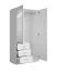 Kleiderschrank | 3 Schubladen | Farbe: Weiß | 1 Drehtür | 1 Spiegeltür | 1 Kleiderstange | Maße: 101 x 58 x 200,5 cm | Drehtürenschrank | modernes Design