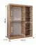 120 cm breiter Schiebetürenschrank mit 2 Türen | 5 Fächer | 2 Kleiderstangen | Farbe: Weiß / Schwarz Abbildung
