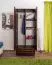 Schmaler Kleiderschrank | 2 Drehtüren | 1 Schublade | 4 Fächer | mit Kleiderstange | 80 cm breit | Massivholz | Farbe: Nuss Abbildung