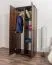 Kleiderschrank | 2 Drehtüren | 4 Fächer | mit Kleiderstange | 80 cm breit | Massivholz | Farbe: Nuss Abbildung