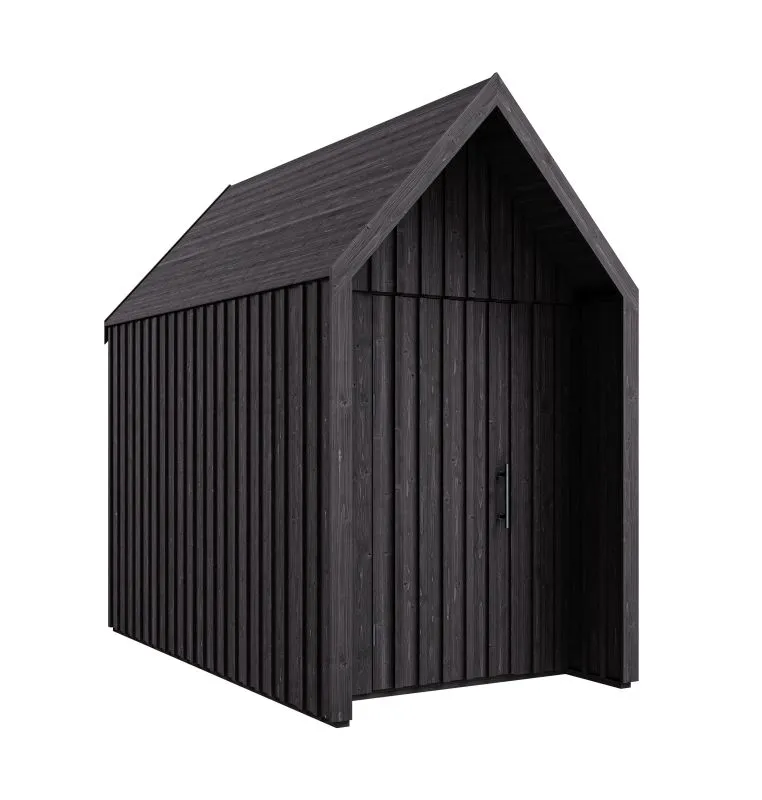 Geräteschuppen / Gerätehaus | Schwarz | Grundfläche: 4,64 m² | Skandinavischer Style | Außenmaßen: 162,4 x 285,7 cm | Satteldach | Malmö 05 | Fichtenholz