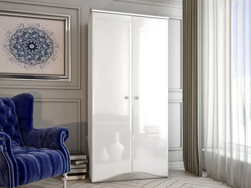 90 cm breiter Kleiderschrank mit 2 Türen | Farbe: Weiß Abbildung