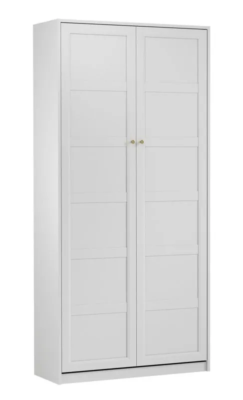 Schrankbett Ersigen 07 in Weiß, Liegefläche 90 x 200 cm, Griffe in Gold, ABS Kantenschutz, Einzelbett zusammenklappbar, Wandbett