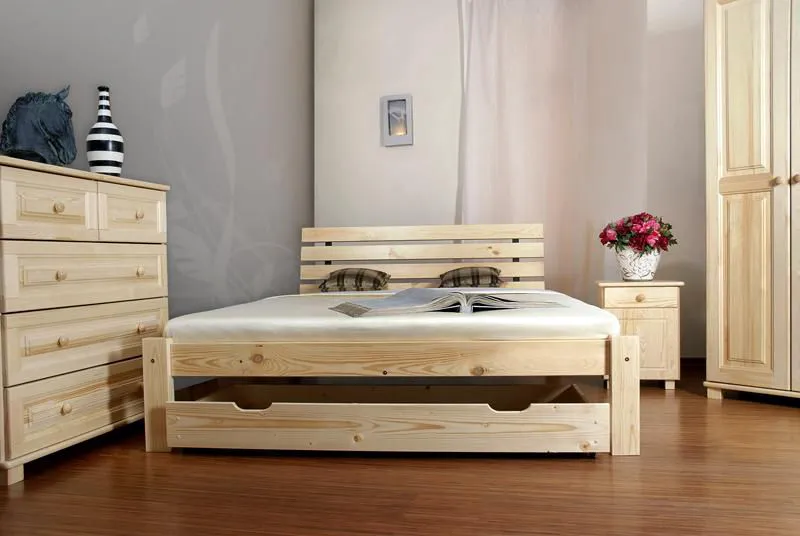 Bett 160 x 200 cm Kiefer Natur Abbildung