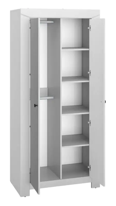92 cm breiter Kleiderschrank mit 2 Türen | Farbe: Grau Abbildung