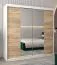 Schiebetürenschrank / Kleiderschrank Bisaurin 5B mit Spiegel, Farbe: Weiß matt / Eiche Sonoma - Abmessungen: 200 x 200 x 62 cm ( H x B x T)