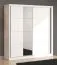 Kleiderschrank mit Spiegel Apatin 04, Farbe: Weiß, drei Kleiderstangen, Schiebetürenschrank, fünf Fächer, Maße: 215,5 x 205 x 60 cm, einfach und ästhetisch