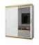 Eleganter Schiebetürenschrank Bernina 28, mit Spiegeltür, Weiß Matt, Griffe: Gold, Maße: 200 x 180 x 62 cm, 2 Kleiderstangen, 10 Fächer