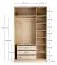 Falttür / Kleiderschrank | Farbe: Weiß | 2 Türen | Griffe: Gold | 3 Schubladen | 143 x 60 x 240 cm | 10 Fächer | inkl. LED-Beleuchtung mit Sensor