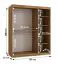 Schiebetürenschrank / Kleiderschrank | Farbe: Eiche Artisan | 150 x 62 x 200 cm | 2 Kleiderstangen | zuverlässiges Gleitsysteme | 5 Fächer | dekorativer Spiegel