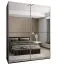 Kleiderschrank / Schiebetürenschrank | 2 Kleiderstangen | 2 Schiebetüren | 245,5 x 200 x 64 cm | Soft-Close | Farbe: Schwarz | Spiegel | 11 Fächer