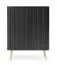 Schwarze Kommode Makreb 18 mit 6 Fächern, 129 x 103 x 39 cm, Soft Close System, Beine aus Metall in Gold, ABS, gefräßte Fronten, Wohnzimmer, Schlafzimmer