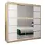 Schiebetürenschrank / Kleiderschrank Jan 05D mit Spiegel, Farbe: Eiche Sonoma / Weiß matt - Abmessungen: 200 x 200 x 62 cm (H x B x T)