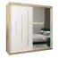Schiebetürenschrank / Kleiderschrank mit Spiegel Tomlis 05B, Farbe: Eiche Sonoma / Weiß matt - Abmessungen: 200 x 200 x 62 cm (H x B x T)