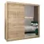 Schiebetürenschrank / Kleiderschrank mit Spiegel Tomlis 05B, Farbe: Eiche Sonoma - Abmessungen: 200 x 200 x 62 cm (H x B x T)