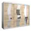 Schiebetürenschrank / Kleiderschrank Hacho 06 mit Spiegel, Farbe: Weiß matt / Eiche Sonoma - Abmessungen: 200 x 250 x 62 cm ( H x B x T)