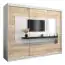 Schiebetürenschrank / Kleiderschrank Claveles 06 mit Spiegel, Farbe: Weiß matt / Eiche Sonoma - Abmessungen: 200 x 250 x 62 cm ( H x B x T)