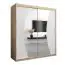 Schiebetürenschrank / Kleiderschrank Combin 04 mit Spiegel, Farbe: Eiche Sonoma / Weiß matt - Abmessungen: 200 x 180 x 62 cm (H x B x T)