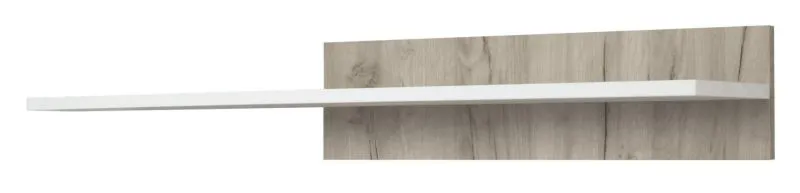 Hängeregal / Wandregal Colmenar 04, Farbe: Eiche grau / Weiß Glanz - Abmessungen: 17 x 100 x 25 cm (H x B x T)