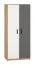Jugendzimmer - Drehtürenschrank / Kleiderschrank Sallingsund 01, Farbe: Eiche / Weiß / Anthrazit - Abmessungen: 191 x 80 x 51 cm (H x B x T), mit 2 Türen und 1 Fach