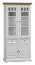 Vitrine Gyronde 15, Kiefer massiv Vollholz, Farbe: Weiß / Eiche - 190 x 90 x 45 cm (H x B x T)