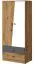 Schmaler 80 cm breiter Kleiderschrank mit 2 Türen, 4 Fächern und 2 Schubladen | Farbe: Eiche | Tiefe: 50 cm Abbildung