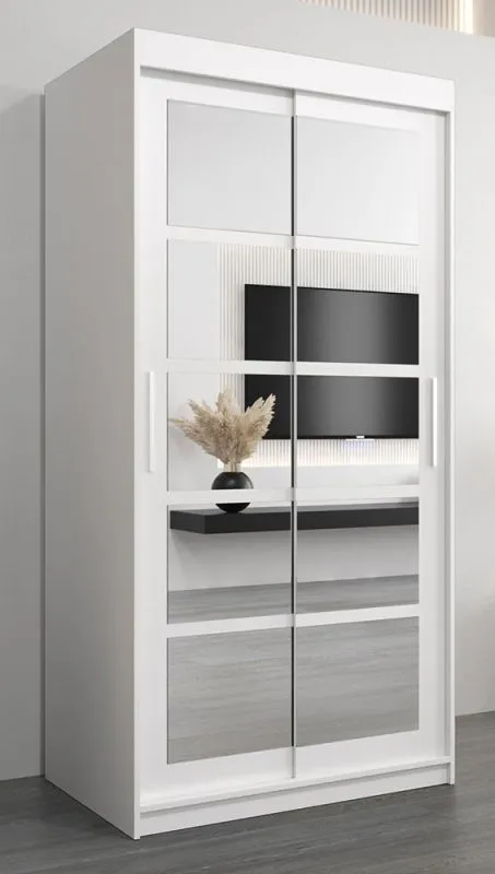 1 Meter breiter Kleiderschrank mit 2 Türen | Farbe: Weiß Abbildung