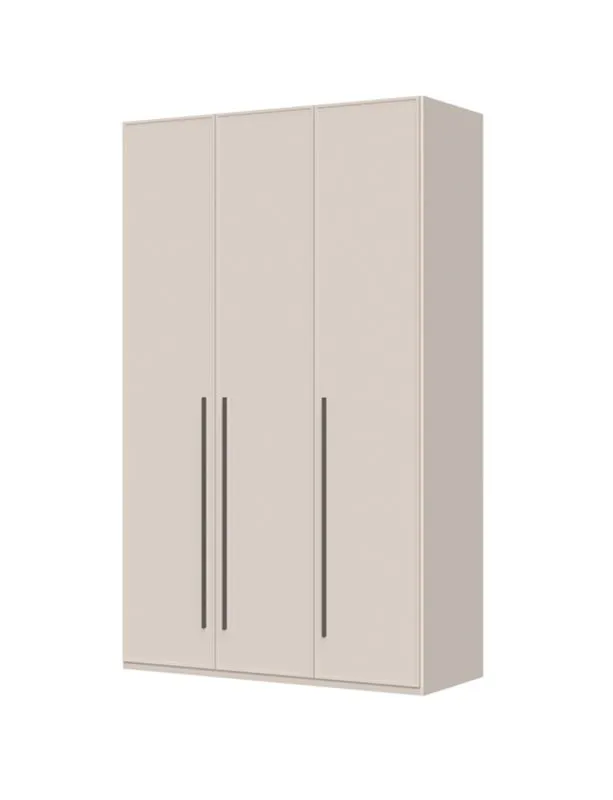 Dreitüriger Kleiderschrank mit zwei Kleiderstangen Neiafu 04, Farbe: Kaschmir, Soft-Close-Funktion, verstellbare Füße, Maße: 224 x 137 x 56 cm