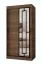 Schiebetürenschrank / Kleiderschrank | Farbe: Walnuss Warmia | 5 Fächer | 2 Kleiderstangen | schmal | 100 x 62 x 200 cm | dekorative Spiegeltür | für Schlafzimmer