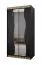 Schiebetürenschrank / Kleiderschrank mit Spiegel Lenzspitze 02, Schwarz Matt, 5 Fächer, 2 Kleiderstangen, Maße: 200 x 100 x 62 cm