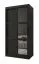 Kleiderschrank Elbrus 14, 1 Meter breit, Schwarz Matt, Maße: 200 x 100 x 62 cm, mit Aluminium Führungen, schwarze Griffe, 2 Kleiderstangen