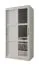 Moderner Schiebetürenschrank Elbrus 13, Weiß Matt, Maße: 200 x 100 x 62 cm, 3 Spiegeln, 2 Kleiderstangen, 1 Spiegeltür, Silber Griffe