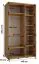 Schwarzer Schiebetürenschrank Mina, Lamellen in Eichen Optik, Schwarzer Stahlgriff, viel Stauraum, Anti Staubbürsten, 235,2 x 140 x 60 cm, platzsparend