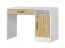 Schlafzimmer Komplett - Set C Nalut | 5-teilig, in Eiche Weiß | Schwarze Metallgriffe | Schrankbett 120 x 200 cm mit LED-Beleuchtung | Schreibtisch | Kleiderschrank | Wandregal